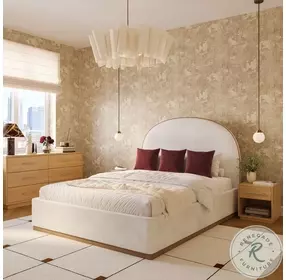 Marlow Cream Velvet Upholstered Panel Bedroom Set