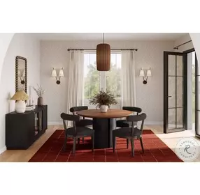Marlow Black and Brown Wood Round Dining Room Set