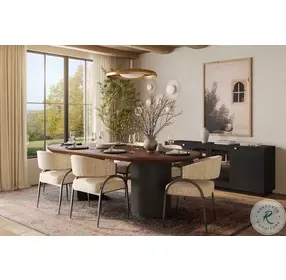 Marlow Black and Brown Wood Oval Dining Room Set