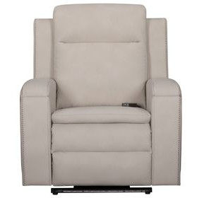 Mighty Buffy Cream Rocker Heat Massage Power Recliner with LED and USB Charging