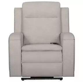 Mighty Buffy Cream Rocker Heat Massage Power Recliner with LED and USB Charging