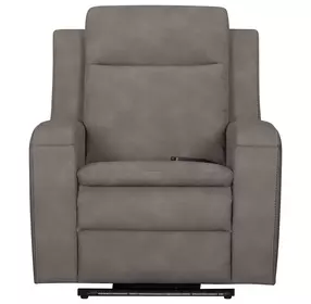 Mighty Buffy Taupe Rocker Heat Massage Power Recliner with LED and USB Charging
