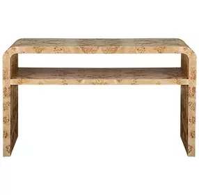 Marshall Matte Burl Wood Waterfall Edge 2 Tier Sofa Table