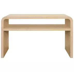 Marshall Natural Grasscloth Waterfall Edge 2 Tier Sofa Table
