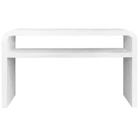 Marshall Textured White Linen Waterfall Edge 2 Tier Sofa Table