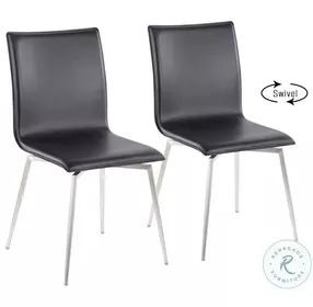 Mason Black Polyurethane Swivel Upholstered Chair Set of 2