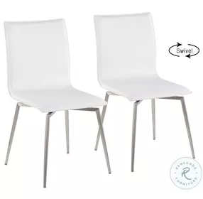 Mason White Polyurethane Swivel Upholstered Chair Set of 2