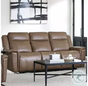 Caspian Smooth Latte Leather Zero Gravity Power Reclining Sofa