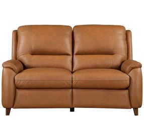 Austin Caramel Cream Leather Power Reclining Loveseat