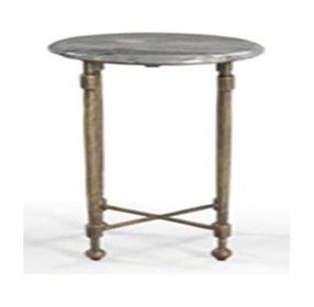 Artifacts Gray and Bronze Round Marble Top Roberti End Table