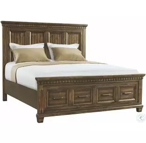 Johnny Smokey Walnut King Panel Storage Bed