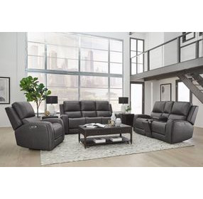 Belmont Autumn Fog Leather Zero Gravity Power Reclining with USB Charging Living Room Set