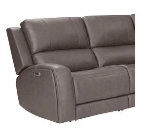 Belmont Autumn Fog Leather Zero Gravity Power LAF Recliner