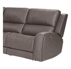 Belmont Autumn Fog Leather Zero Gravity Power RAF Recliner