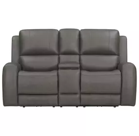 Belmont Autumn Fog Leather 77" Zero Gravity Power Reclining Loveseat with USB Charging