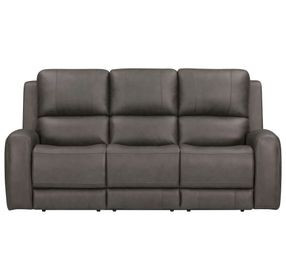 Alpine Autumn Fog Leather 89" Zero Gravity Power Reclining Sofa with USB Charging
