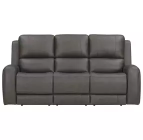 Belmont Autumn Fog Leather 89" Zero Gravity Power Reclining Sofa with USB Charging