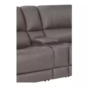 Belmont Autumn Fog Leather Entertainment Tilt Console with Wireless Charger