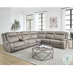 Finn Desert Taupe 6 Piece Performance Fabric Modular Reclining Sectional