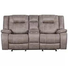 Blake Desert Taupe Performance Fabric 78" Reclining Console Loveseat