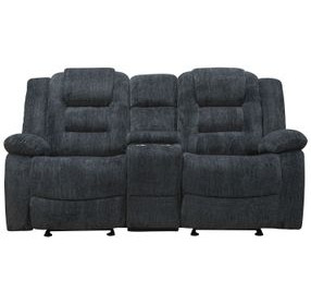 Bolton Misty Storm Performance Fabric Reclining Console Loveseat