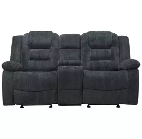Bolton Misty Storm Performance Fabric 75" Reclining Console Loveseat