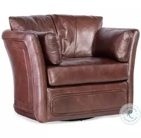 Everwood Truffle Leather Swivel Chair