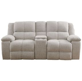 Buster Opal Taupe Reclining Console Loveseat