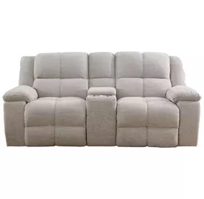 Buster Opal Taupe 86" Reclining Console Loveseat