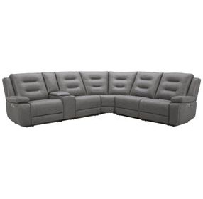 Caldwell Tahoe Charcoal 6 Piece Modular Power Reclining Sectional With Power Headrests
