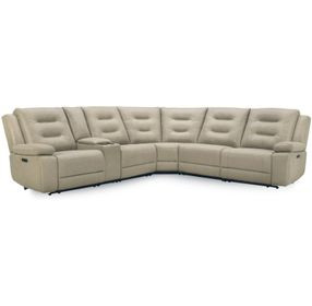 Caldwell Tahoe Fog 6 Piece Performance Fabric Modular Power Reclining Sectional With Power Headrests