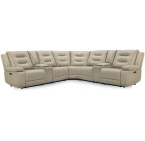 Caldwell Tahoe Fog Performance Fabric 7 Piece Modular Power Reclining Sectional