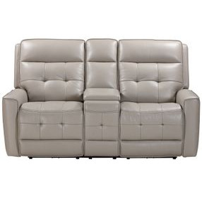 Canterbury Pewter Zero Gravity Power Reclining Console Loveseat With Power Headrest