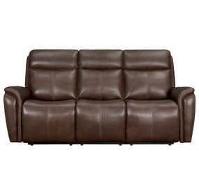 Cascade Auburn Leather Power Reclining Sofa