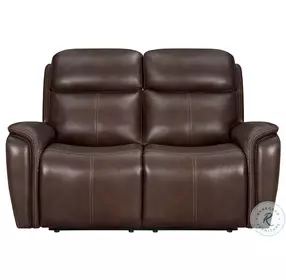 Riverton Auburn Leather Power Reclining Loveseat