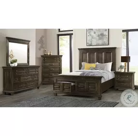 Windom Smoky Walnut Storage Platform Bedroom Set