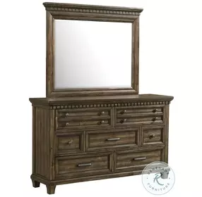 Windom Smoky Walnut 7 Drawer Dresser And Mirror