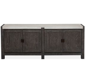 Foxrun Hollow Ravenwood Black and White 70" Marble Top TV Stand