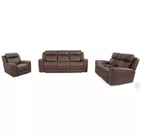 Calgary Autumn Umber Leather Power Reclining Living Room Set