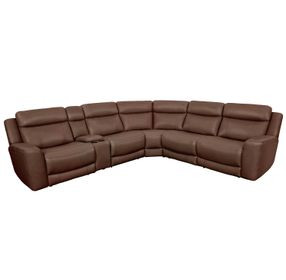 Calgary Autumn Umber Leather 6 Piece Modular Power Reclining Sectional