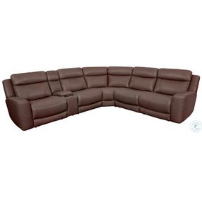 Carrith Autumn Umber Leather 6 Piece Modular Power Reclining Sectional