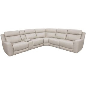 Calgary Stone Leather 6 Piece Modular Power Reclining Sectional