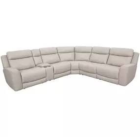 Calgary Stone Leather 6 Piece Modular Power Reclining Sectional