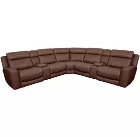 Calgary Autumn Umber Leather 7 Piece Modular Power Reclining Sectional