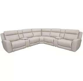 Calgary Stone Leather 7 Piece Modular Power Reclining Sectional