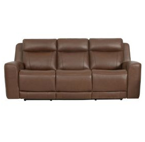 Calgary Autumn Umber Leather Power Reclining Sofa