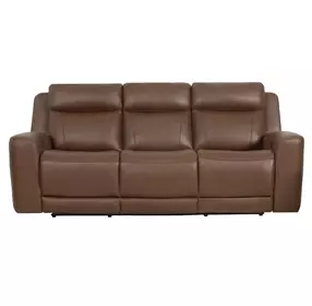 Calgary Autumn Umber Leather 92" Power Reclining Sofa