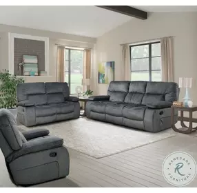 Chapman Polo Performance Fabric Triple Reclining Living Room Set