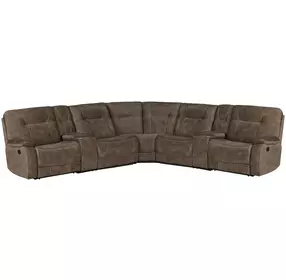Cooper Shadow Brown Performance Fabric 7 Piece Modular Reclining Sectional