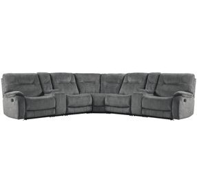 Cooper Shadow Grey Performance Fabric 7 Piece Modular Reclining Sectional